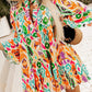 Printed Buttoned Long Sleeve Dress