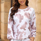 Cow Spots Print Drop Shoulder Puff Sleeve Sweatshirt