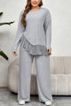 Plus Size Tassel Hem Top and Pants Set Cloudy Blue