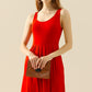 Doublju Full Size Round Neck Ruched Sleeveless Dress with Pockets