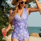 Tied Printed Surplice One-Piece Swimwear