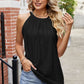 Eyelet Round Neck Sleeveless Top