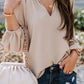 Notched Neck Long Sleeve Blouse