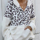 Shiny Leopard Half-Zip Dropped Shoulder Hoodie