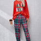 ALL IS BRIGHT Round Neck Top and Plaid Pants Lounge Set