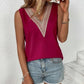 Full Size Lace Detail V-Neck Tank