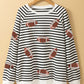 Sequin Football Striped Long Sleeve Sweatshirt