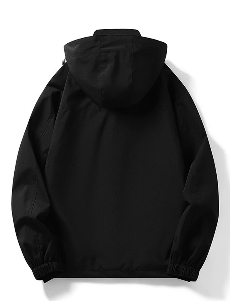 Contrast Zip Up Hooded Trench Coat with Liner