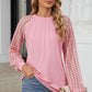 Round Neck Lace Long Sleeve Top