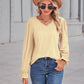 Eyelet V-Neck Flounce Sleeve Blouse