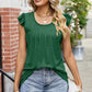 Ruffled Ruched Round Neck Tank