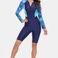 Printed Half Zip Long Sleeve One-Piece Swimwear