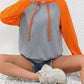 Contrast Raglan Sleeve Drawstring Hoodie