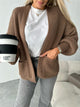 Open Front Dropped Shoulder Cardigan Mocha