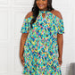 Sew In Love Full Size Perfect Paradise Printed Cold-Shoulder Dress