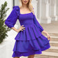 Smocked Square Neck Layered Dress