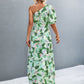 Printed Tie Waist One Shoulder Maxi Dress