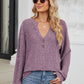 Ribbed Notched Long Sleeve T-Shirt