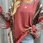 Leopard Round Neck Long Sleeve Sweatshirt