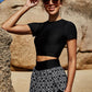 Cropped Tee and Printed Swim Skort Swim Set