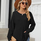 Ribbed Round Neck Long Sleeve T-Shirt