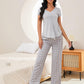 V-Neck Short Sleeve Top and Pants Lounge Set