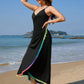 Rainbow Pompom Trim Spaghetti Strap Cover-Up