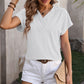 Mandy Textured Surplice Short Sleeve Blouse