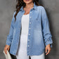 Plus Size Button Up Pocketed Denim Top