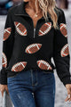 Sequin Football Long Sleeve Sweatshirt Black