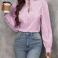 Striped Tie Neck Long Sleeve Blouse