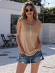 Ivy Lane Half-Zip Round Neck Tank Light Apricot