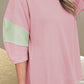 Color Block Round Neck Three-Quarter Sleeve Blouse