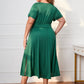 Plus Size Short Sleeve Surplice Neck Midi Dress