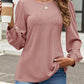 Eyelet Round Neck Long Sleeve Top