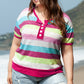 Plus Size Color Block Round Neck Short Sleeve T-Shirt