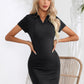 Johnny Collar Short Sleeve Bodycon Dress