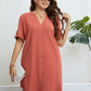 Plus Size Buttoned Notched Neck Shift Dress