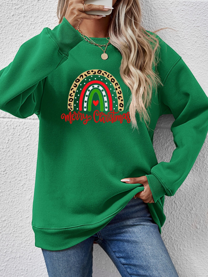 MERRY CHRISTMAS Graphic Sweatshirt Green