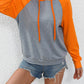 Contrast Raglan Sleeve Drawstring Hoodie