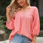 Dropped Shoulder V-Neck Blouse