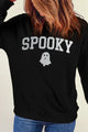 SPOOKY Round Neck Long Sleeve Sweatshirt Black