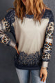 Leopard Round Neck Long Sleeve Sweatshirt Black