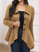 Handkerchief Hem Button Up Collared Neck Jacket Camel