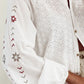 Eyelet Collared Neck Long Sleeve Shirt