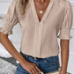 Notched Short Sleeve Blouse