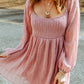 Scoop Neck Smocked Balloon Sleeve Dress