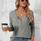 Striped Half Button Long Sleeve T-Shirt