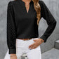 Notched Long Sleeve Blouse