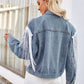 Tassel Button Up Dropped Shoulder Denim Jacket